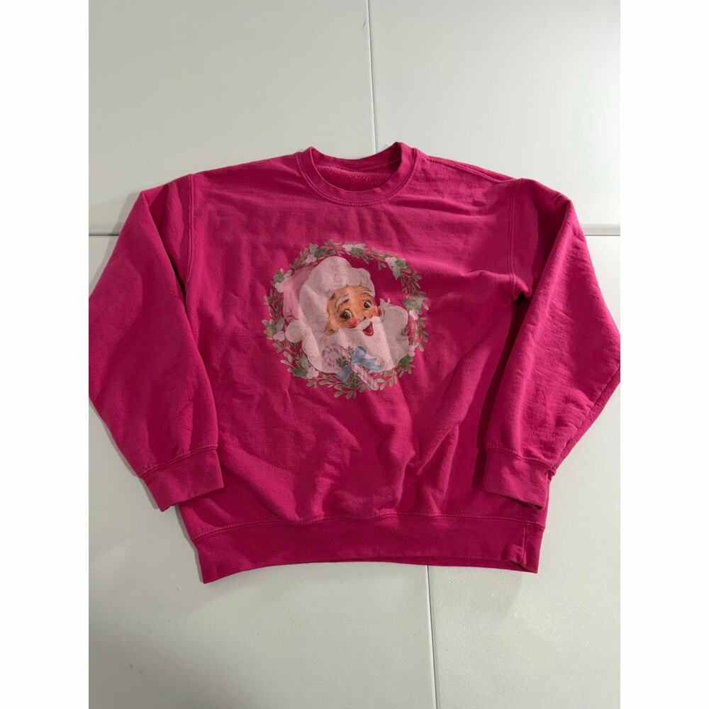 Pink Mrs Claus Santa Christmas Crewneck Sweatshirt Women's Graphic Holiday